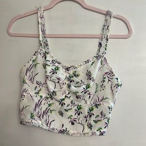 Topshop floral cropped blouse